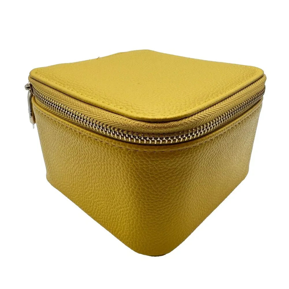 Vlando‎ Travel Jewelry Organizer Case Mustard yellow Zip Box 5 Removable Pouches